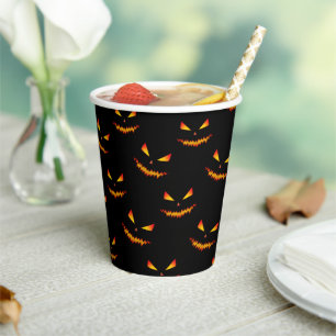 Cool scary Jack O'Lantern face Halloween patroon Papieren Bekers