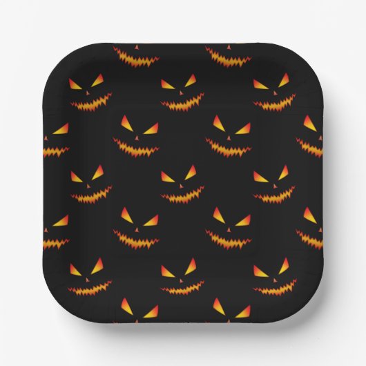 Cool scary Jack O'Lantern face Halloween patroon Papieren Bordje (Voorkant)