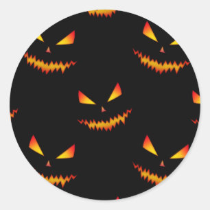 Cool scary Jack O'Lantern face Halloween patroon Ronde Sticker