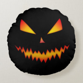 Cool scary Jack O'Lantern face Halloween Rond Kussen