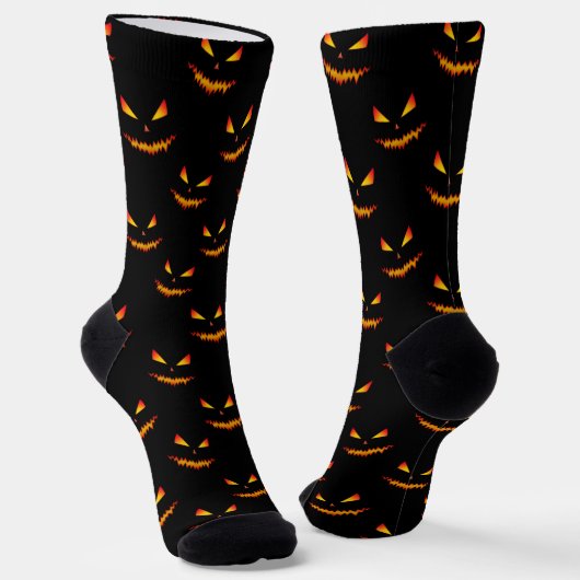 Cool scary Jack O'Lantern Halloween Black pattern Sokken (Gebogen)