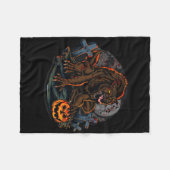 Cool Scary Werewolf Halloween Theme Fleece Deken (Voorkant (Horizontaal))