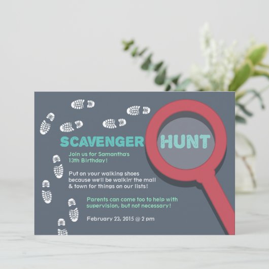 Cool Scavenger Hunt Invitation Kaart (Staand voorkant)