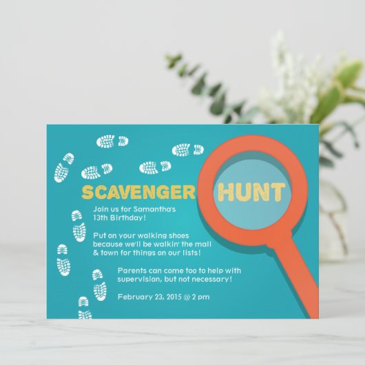 Cool Scavenger Hunt Invitation Kaart (Staand voorkant)