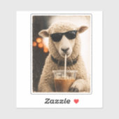 Cool Schaap Drinkt IJskoude Koffie Sticker (Vel)
