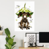 Cool schaduw goede dag grappige ezel met bladhoed poster (Thuiskantoor)