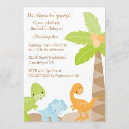 Cool schattig dinosaurus jongen's verjaardag feest kaart