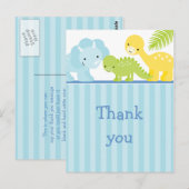 Cool schattig jongen dinosaurus dank u briefkaart (Voorkant / Achterkant)