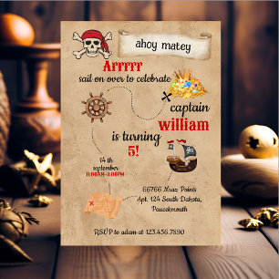 cool schattig zwembad schip Pirate Verjaardag Kaart