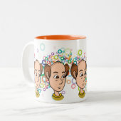 Cool & Schattige Bald Guy: Grappig personage Tweekleurige Koffiemok (Voorkant links)