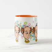 Cool & Schattige Bald Guy: Grappig personage Tweekleurige Koffiemok (Center)