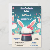 Cool Schattige Bunny TV Party Magic Show 1e Verjaa Kaart (Voorkant)