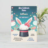 Cool Schattige Bunny TV Party Magic Show 1e Verjaa Kaart (Staand voorkant)