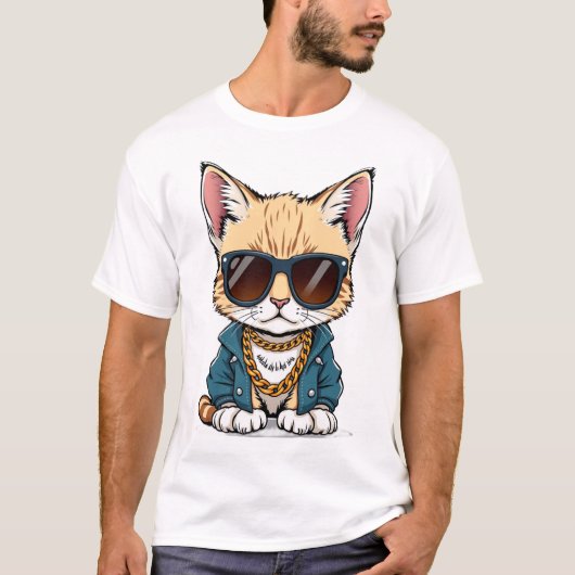 Cool, Schattige, Kitten Doodle T-shirt (Voorkant)