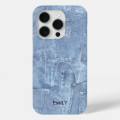 Cool Schattige Licht Blauw Jean Effect Custom Naam Case-Mate iPhone Case (Achterkant)