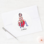 Cool Schattige Manga Meisje Hart en Dagger tattoo Ronde Sticker (Envelop)