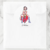 Cool Schattige Manga Meisje Hart en Dagger tattoo Ronde Sticker (Tas)