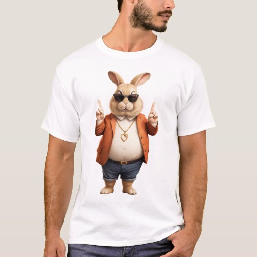Cool, Schattige, trendy konijn T-shirt (Voorkant)