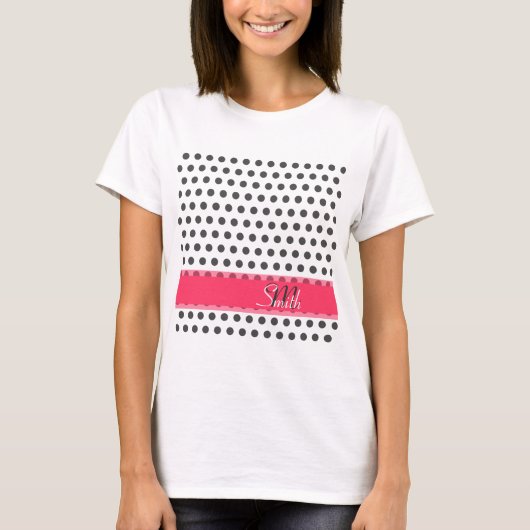 Cool schattige trendy monogram grijze grote polka  t-shirt (Voorkant)