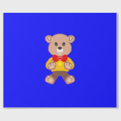 Cool Schattigee Little Bowtie Teddy Bear op Blue Cadeaupapier (Vlak)