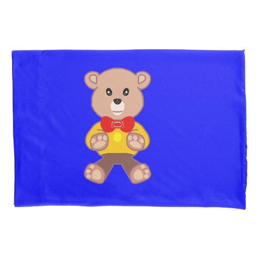 Cool Schattigee Little Bowtie Teddy Bear op Blue Kussensloop (Voorkant)