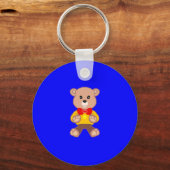 Cool Schattigee Little Bowtie Teddy Bear op Blue Sleutelhanger (Voorkant)