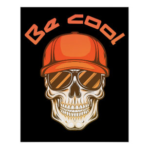 Cool Schedel met Pet en Zonnebril Perfect Poster