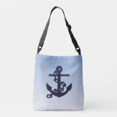 Cool scheepvaart thema anker op luchtblauw crossbody tas (Achterkant)