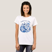 Cool Schets Blauw Santorini Reizen Illustratie Kun T-shirt (Voorkant volledig)