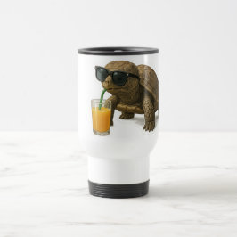 Cool Schildpad Drinkt Sap Sticker Reisbeker