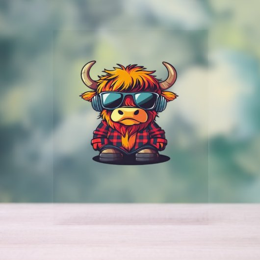 Cool Schotse Highland Koe Classic T-shirt Acryl Bord (Neutraal)