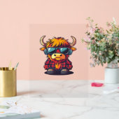 Cool Schotse Highland Koe Classic T-shirt Acryl Bord (Huwelijk)