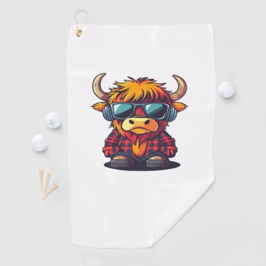 Cool Schotse Highland Koe Classic T-shirt Golfhanddoek (Insitu)