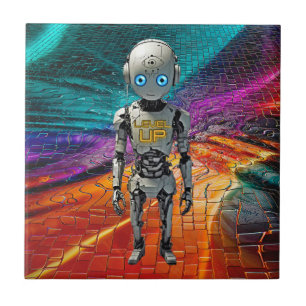 Cool Sci-Fi Level Up Robot Keramische Tegel Tegeltje