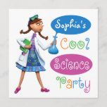 Cool Science Birthday Party for Girls Kaart<br><div class="desc">Cool Science Party Girl-karakter gemaakt van polymeerklei,  gebakken in de oven,  geverfd met acrylvezels. gefotografeerd en digitaal verbeterd. Volg mijn Amy Vangsgard Party Blog    athttp://amyvangsgardpartyblog.blogspot.com</div>