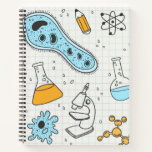 Cool science Geek biology art Notitieboek<br><div class="desc">Geek meisje koel themaontwerp voor wetenschap met biologie met microscoop,  DNA en diverse andere wetenschappelijke symbolen.</div>