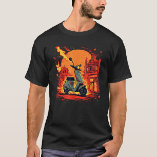 Cool scooter fiets met vlammen t-shirt