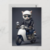 Cool Scooter Kat Gefeliciteerd Briefkaart (Voorkant / Achterkant)