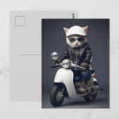 Cool Scooter Kitty Felicitaties Briefkaart (Voorkant / Achterkant)