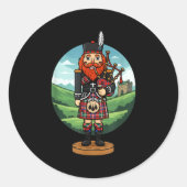 Cool Scottish Nutcracker Bagpes  Ronde Sticker (Voorkant)