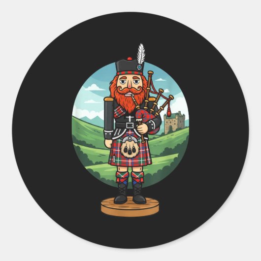Cool Scottish Nutcracker Bagpes  Ronde Sticker (Voorkant)