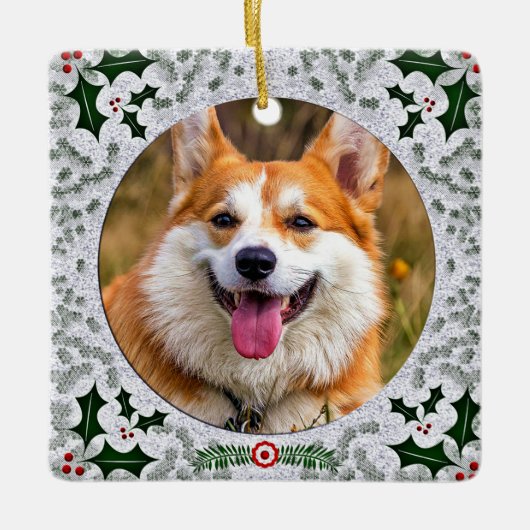 Cool Scottish Sutherland Tartan Pet Photo Xmas Keramisch Ornament (Voorkant)