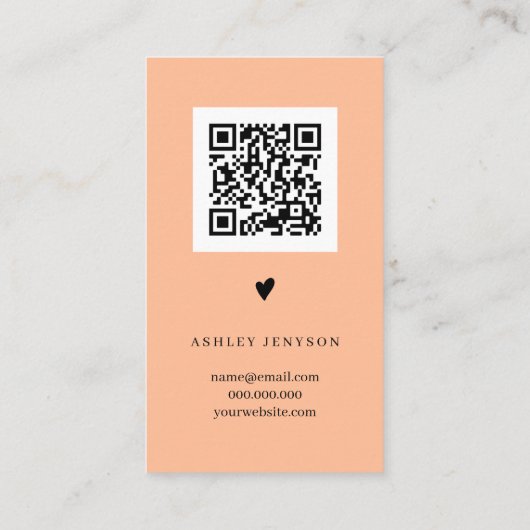 Cool script zwart perzik logo bestelling dank u visitekaartje (Achterkant)