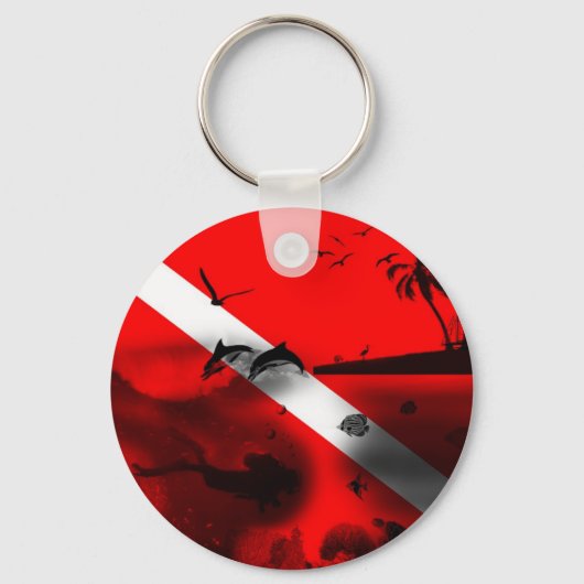 Cool Scuba Diver Flag Sleutelhanger (Voorkant)