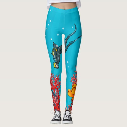 Cool Scuba-duiker-Leggings Leggings (Voorkant)