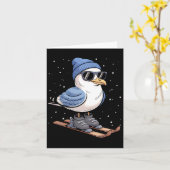 Cool Seagull On Skis - Nordic Winter Seagulls Aprè Kaart (Gele Bloem)