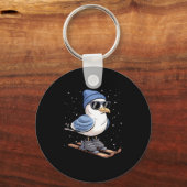 Cool Seagull On Skis - Nordic Winter Seagulls Aprè Sleutelhanger (Voorkant)