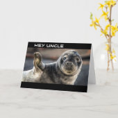COOL SEAL ZEGT "HAPPY BIRTHDAY UNCLE" KAART (Gele Bloem)