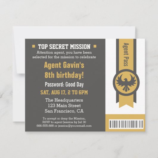 Cool Secret Agent Birthday Party Kaart (Voorkant)