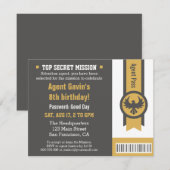 Cool Secret Agent Birthday Party Kaart (Voorkant / Achterkant)